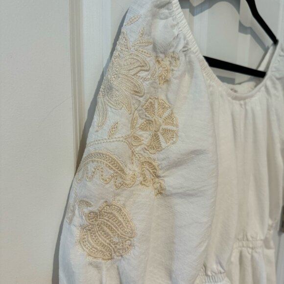 White Stretchy Dress with Floral Embroidery - Size Medium - Picture 3 of 8